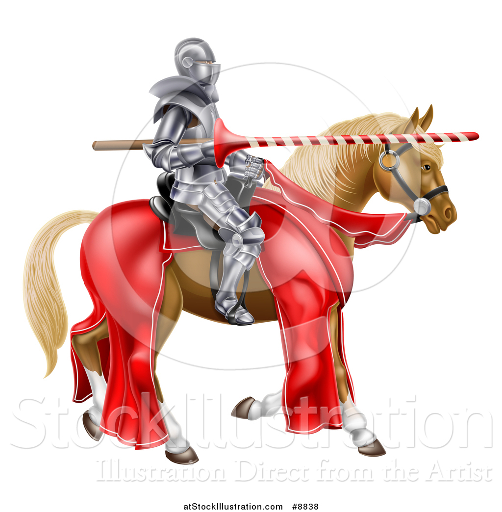 Vector Illustration of a 3d Fully Armored Medieval Jousting Knight