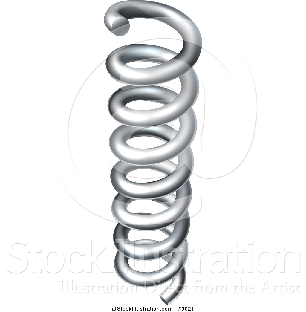 Vector Illustration of a 3d Silver Coil Spring by ...