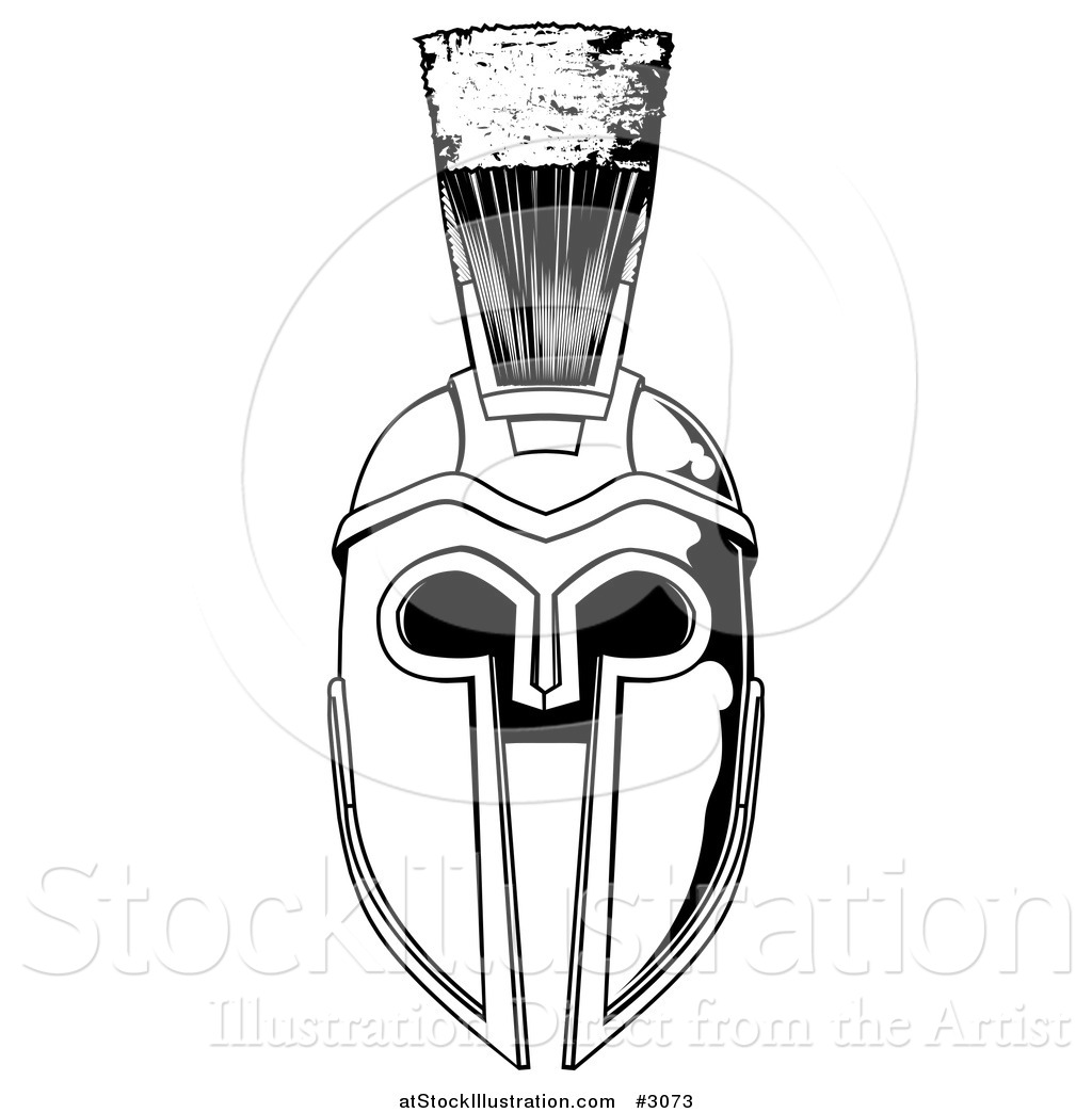 Vector Illustration Of A Black And White Spartan Helmet By