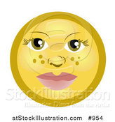 Illustration of a Female Emoticon with Green Eyes and Freckles by AtStockIllustration