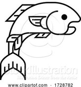 Illustration of a Fish Sign Label Icon Concept Design by AtStockIllustration