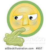 Illustration of a Grossed out Yellow and Green Smiley Face Puking Green Vomit by AtStockIllustration