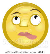 Illustration of a Nervous Emoticon Biting Lip by AtStockIllustration