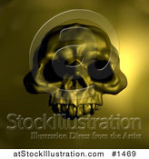 Illustration of a Spooky Human Skull with Dark Eye Holes, over a Yellow Background by AtStockIllustration