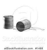 Illustration of a String Connecting Two Tin Cans, Creating a Phone, Symbolizing Communication by AtStockIllustration