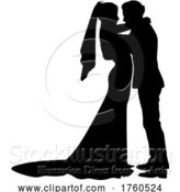 Illustration of Bride and Groom Couple Wedding Dress Silhouettes by AtStockIllustration