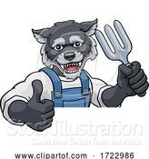 Illustration of Cartoon Wolf Gardener Gardening Animal Mascot by AtStockIllustration