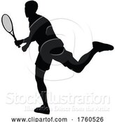 Illustration of Tennis Player Guy Sports Person Silhouette by AtStockIllustration