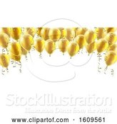 Vector Illustration of 3d Border of Gold Party Balloons by AtStockIllustration