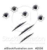 Vector Illustration of 3d Bullet Holes and Slash Marks by AtStockIllustration