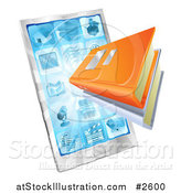 Vector Illustration of 3d Ebooks Emerging from a Smart Phone by AtStockIllustration