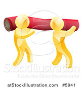 Vector Illustration of 3d Gold Carpet Installers Carrying a Roll by AtStockIllustration