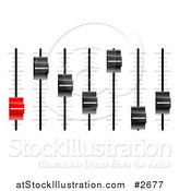 Vector Illustration of 3d Red and Black Slider or Fader Control Knobs by AtStockIllustration