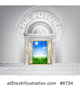 Vector Illustration of 3d the Future Text over a Door with Sunshine and Grass by AtStockIllustration