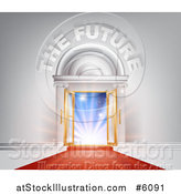 Vector Illustration of 3d the Future Text over Open Doors and Red Carpet by AtStockIllustration