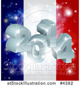 Vector Illustration of a 3d 2014 and Fireworks over a French Flag by AtStockIllustration