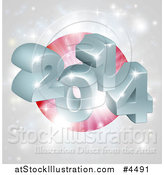 Vector Illustration of a 3d 2014 and Fireworks over a Japan Flag by AtStockIllustration