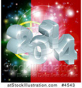Vector Illustration of a 3d 2014 and Fireworks over a Portugal Flag by AtStockIllustration