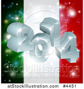 Vector Illustration of a 3d 2014 and Fireworks over an Italy Flag by AtStockIllustration