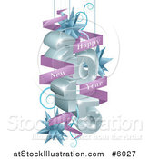 Vector Illustration of a 3d 2015 Suspended with Star Ornaments and a Happy New Year Greeting Banner by AtStockIllustration