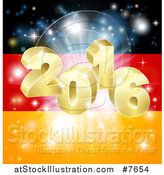 Vector Illustration of a 3d 2016 and Fireworks over a German Flag by AtStockIllustration