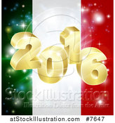 Vector Illustration of a 3d 2016 and Fireworks over an Italian Flag by AtStockIllustration