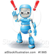 Vector Illustration of a 3d Blue Robot Gesturing to Stop by AtStockIllustration