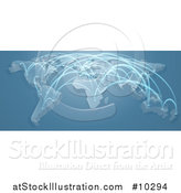 Vector Illustration of a 3d Blue World Map with Flight Paths by AtStockIllustration