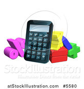 Vector Illustration of a 3d Calculator and Symbols of Math by AtStockIllustration