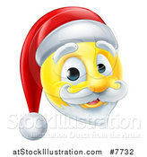 Vector Illustration of a 3d Christmas Santa Yellow Smiley Emoji Emoticon Face by AtStockIllustration
