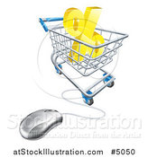 Vector Illustration of a 3d Computer Mouse and Cart with a Percent Symbol by AtStockIllustration