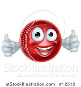 Vector Illustration of a 3d Cricket Ball Mascot Character Giving Two Thumbs up by AtStockIllustration