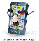 Vector Illustration of a 3d Disguise Glasses on a Cell Phone by AtStockIllustration