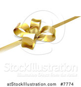 Vector Illustration of a 3d Gold Christmas, Birthday or Other Holiday Bow and Ribbon on a Gift, over Shaded White by AtStockIllustration