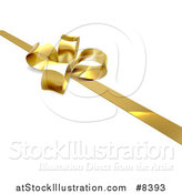 Vector Illustration of a 3d Gold Christmas, Birthday or Other Holiday Bow and Ribbon on a Gift, over Shaded White by AtStockIllustration