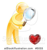 Vector Illustration of a 3d Gold Man Searching for Love by AtStockIllustration