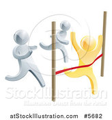 Vector Illustration of a 3d Gold Man Winning a Race Against Silver Men by AtStockIllustration