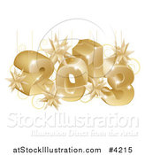 Vector Illustration of a 3d Golden Year 2013 and Christmas Burst Ornaments by AtStockIllustration