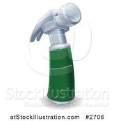 Vector Illustration of a 3d Green Handled Silver Hammer by AtStockIllustration