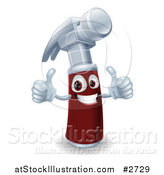 Vector Illustration of a 3d Hammer Mascot Holding Two Thumbs up by AtStockIllustration