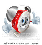 Vector Illustration of a 3d Happy Alarm Clock Holding Two Thumbs up by AtStockIllustration