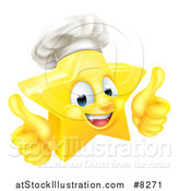 Vector Illustration of a 3d Happy Golden Chef Star Emoji Emoticon Character Giving Two Thumbs up by AtStockIllustration