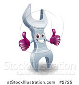 Vector Illustration of a 3d Happy Thumbs up Wrench Character by AtStockIllustration