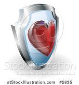 Vector Illustration of a 3d Heart Shield by AtStockIllustration