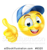 Vector Illustration of a 3d Mechanic Yellow Smiley Emoji Emoticon Face Giving a Thumb up by AtStockIllustration
