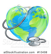 Vector Illustration of a 3d Medical Stethoscope Around a Heart Earth Globe by AtStockIllustration