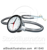 Vector Illustration of a 3d Medical Stethoscope with a Clock by AtStockIllustration