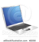 Vector Illustration of a 3d Open Laptop with a Blue Screen by AtStockIllustration