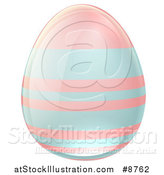 Vector Illustration of a 3d Pastel Blue and Pink Easter Egg with Stripes by AtStockIllustration
