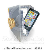 Vector Illustration of a 3d Phone in a Vault by AtStockIllustration